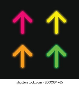 Arrows four color glowing neon vector icon