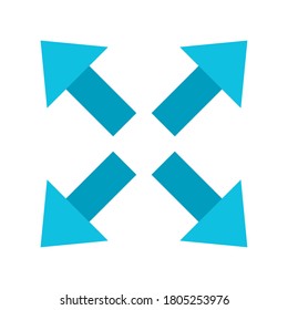 Flechas en cuatro direcciones diseño de icono de estilo plano de avance de la web y tema de infografía Ilustración vectorial