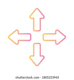 Flechas en cuatro direcciones diseño de iconos de estilo de gradiente de web hacia adelante e infografía Ilustración vectorial
