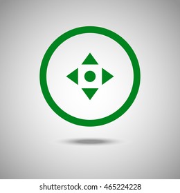 Arrows in four directions icon. Flat style. Grey background. Vector illustration.