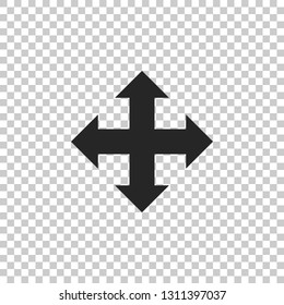 Arrows in four directions icon isolated on transparent background. Flat design. Vector Illustration