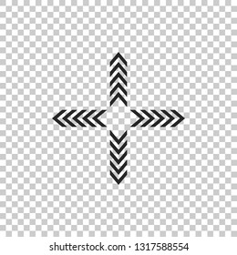Arrows in four directions icon isolated on transparent background. Flat design. Vector Illustration