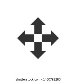 Arrows in four directions icon isolated. Flat design. Vector Illustration