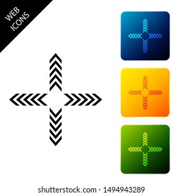 Arrows in four directions icon isolated. Set icons colorful square buttons. Vector Illustration