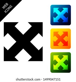 Arrows in four directions icon isolated. Set icons colorful square buttons. Vector Illustration