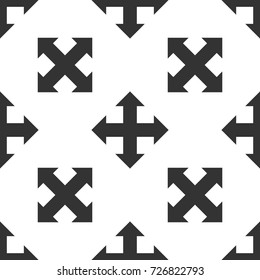 Arrows in four directions icon seamless pattern on white background. Flat design. Vector Illustration