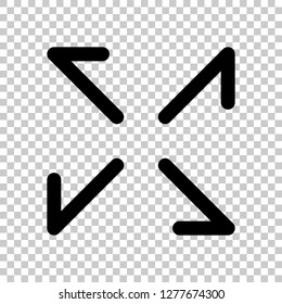 Arrows of four directions, linear icon. Black symbol on transparent background