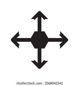 Arrows in four directions. Four side arrow Icon. Arrow icon illustration isolated vector sign symbol for your project. Flat design style