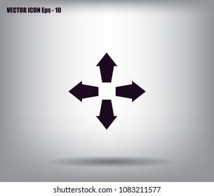 Arrows in four directions vector icon.