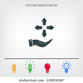 Arrows in four directions vector icon.