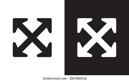 Flechas en cuatro direcciones. Icono vector web aislado en fondo blanco y negro. Símbolo de signo de ilustración vectorial de diseño plano de moda. 