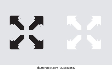 Arrows in four directions. Vector web icon isolated on gray background. Flat design style. Vector illustration sign symbol