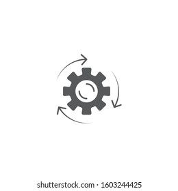 Arrows and gears vector icon symbol isolated on white background