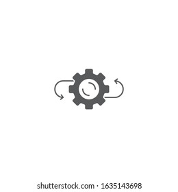 Arrows and gears vector icon symbol isolated on white background