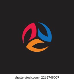 arrows geometric circles flame logo vector  