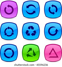 Iconos brillantes en las flechas. Botones vectores.