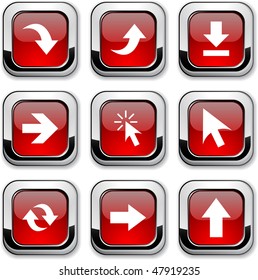 Arrows glossy icons. Vector buttons.
