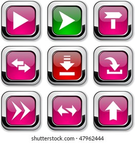 Arrows glossy icons. Vector buttons.