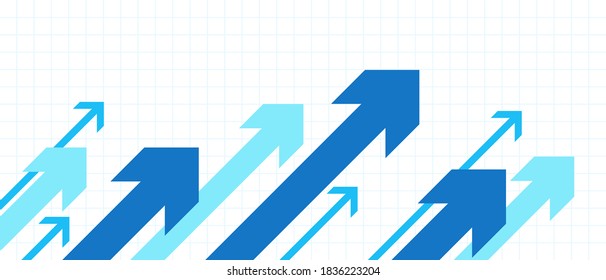 Arrows going up. Growth success. White background