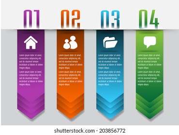 arrows gradient colorful text box template for website, icon, numbers.