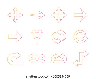 Arrows gradient style set icons design of direction web forward and infographic theme Vector illustration