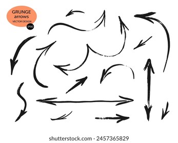 Arrows of the Grange vector.Dry brushstrokes, arrows, pointers.