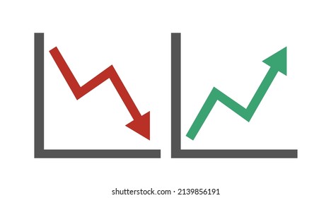 Arrows in graph icon set. Vector isolated editabel set of illustrations