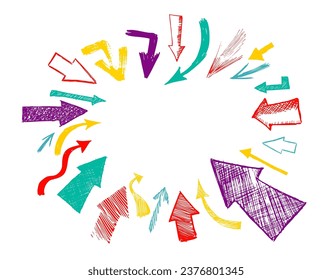 arrows graphic set. Handmade. hand drawing. Not AI, Illustrat3 . Vector illustration