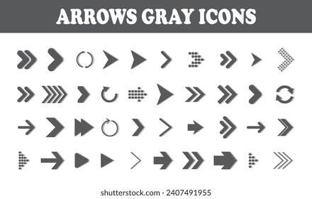 arrows gray icons. Modern simple arrows.