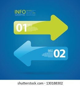 Arrows green and blue color. Can be used for infographics, numbered banners, graphic or website layout vector