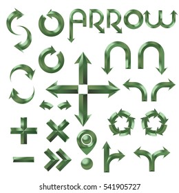 arrows green metal vector