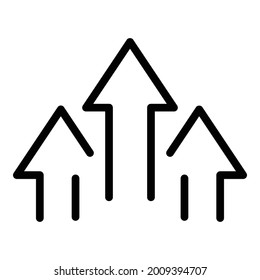 Arrows grow icon outline vector. Arrow up curve. Business increase