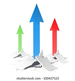 Arrows - growth concept. Vector abstract background.