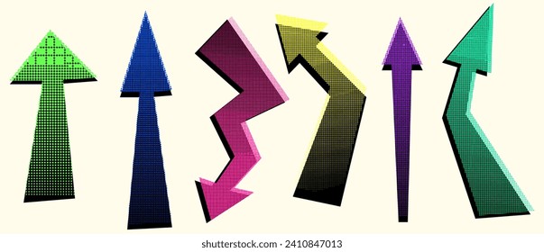 Arrows halfton style . Set of colored arrows.

