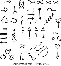 Arrows hand drawing natural vectors icons 