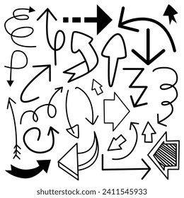 conjunto de vectores abstracto de doodle dibujado a mano, adecuado para elementos de diseño gráfico