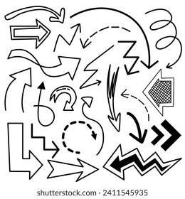 conjunto de vectores abstracto de doodle dibujado a mano, adecuado para elementos de diseño gráfico