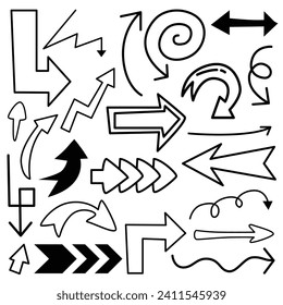 Abstrakter, handgezeichneter, doodles Vektorset, geeignet für Grafikdesign-Elemente