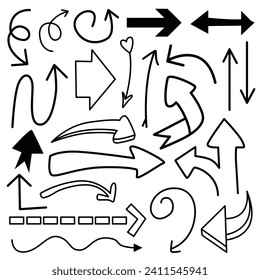 Abstrakter, handgezeichneter, doodles Vektorset, geeignet für Grafikdesign-Elemente