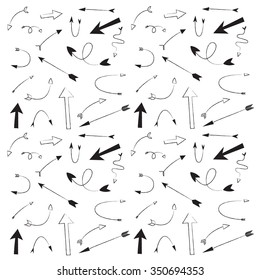 Arrows hand drawn doodle background