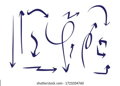 arrows Hand drawn doodle direction mark. Handmade sketch symbols set on a white background. vector illustration graphic design elements.