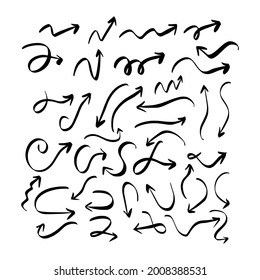 Arrows hand drawn icon set. Doodle vector. Arrows symbol collections