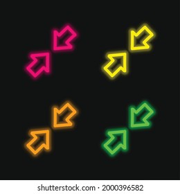 Arrows Hand Drawn Interface Symbol Outlines four color glowing neon vector icon