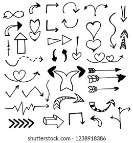 arrows hand drawn set, black and white for commercial, charts, tables, business