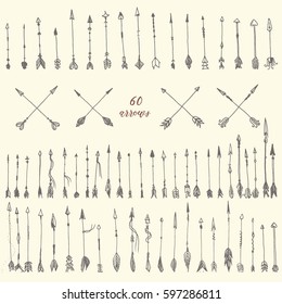 arrows hand drawn set doodle