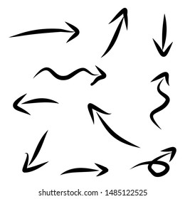 arrows hand drawn set isolated on white background. vector illustration