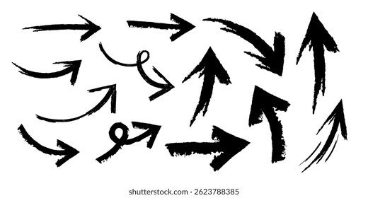 Arrows Hand Drawn Set vector collection, Grunge arrow brush drawn, doodle symbols decorative element design, simple arrows.on a white background vector illustration