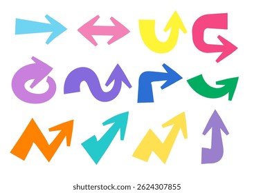 Arrows Hand Drawn Set vector collection, Colorful Arrow brush drawn, doodle symbols decorative element design, simple arrows.on a white background vector illustration
