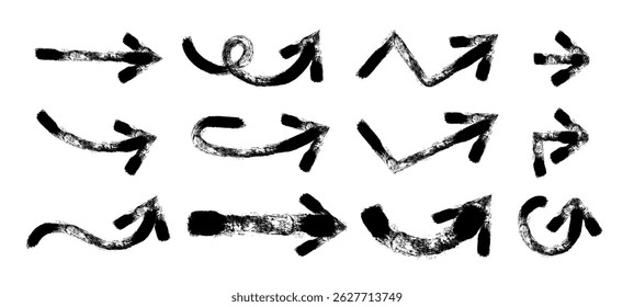 Arrows Hand Drawn Set vector collection, Grunge arrow brush drawn, doodle symbols decorative element design, simple arrows.on a white background vector illustration
