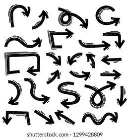Arrows. Hand drawn signs. Vector illustration isolated on white background